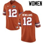 Women's Florida Gators #12 C.J. McWilliams NCAA Nike Orange Authentic Stitched College Football Jersey YBZ0062BB